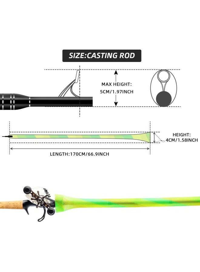 SF Standard Baitcaster Casting Fishing Rod Sock - Green-Gold-2PCS Fit Casting Rod 6-1/2FT to 7-1/2FT - Image 2