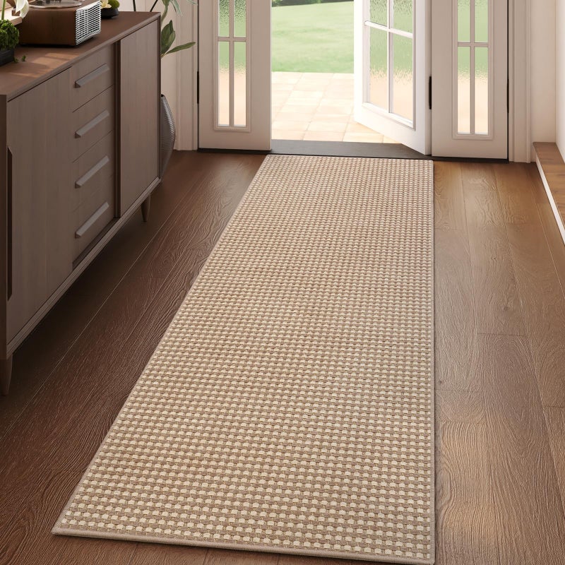 YDKGL Boho 2x5 ft Hallway Runners Rug Woven Washable Long Kitchen Runner Mat Rugs Non Slip, Soft Entryway Laundry Hall Runner Floor Carpet for Indoor Backdoor Bedroom Kitchen Living Room, Brown - Image 1