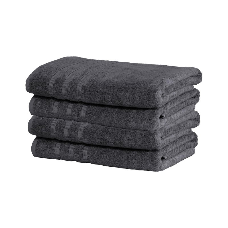 Mosobam Luxury Turkish Set of 4 Bath Towels 30X58 Charcoal Gray Dark Grey 700 GSM Bamboo Viscose Aegean Turkish Combed Cotton