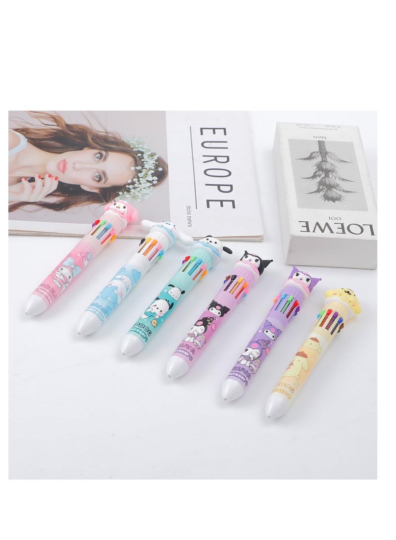 SYOSI 6pcs Kitty Cat 10-in-1 Multicolor Ballpoint Pen Cute 10-Color Retractable Ballpoint Pens for Office School Supplies Students Children Gift (Pen-10 in 1 B)  - Image 3