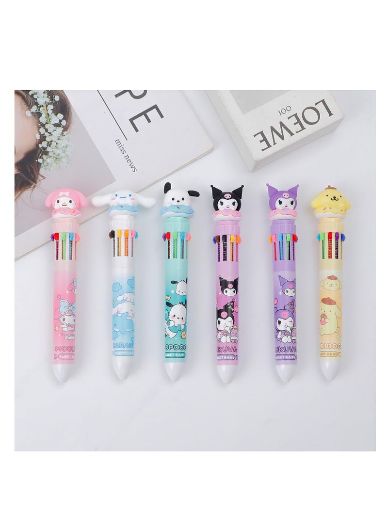 SYOSI 6pcs Kitty Cat 10-in-1 Multicolor Ballpoint Pen Cute 10-Color Retractable Ballpoint Pens for Office School Supplies Students Children Gift (Pen-10 in 1 B)  - Image 4