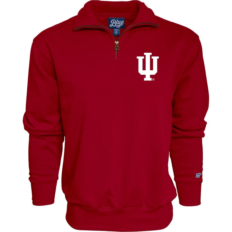 Blue 84 Men's Indiana Hoosiers Quarter Zip Sweatshirt Icon Team Color, Team Color, Small - Image 1