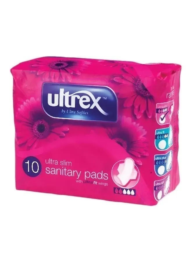 ultrex Sanitary Pads With Wings, Ultra Slim, 10 Pcs, UK
