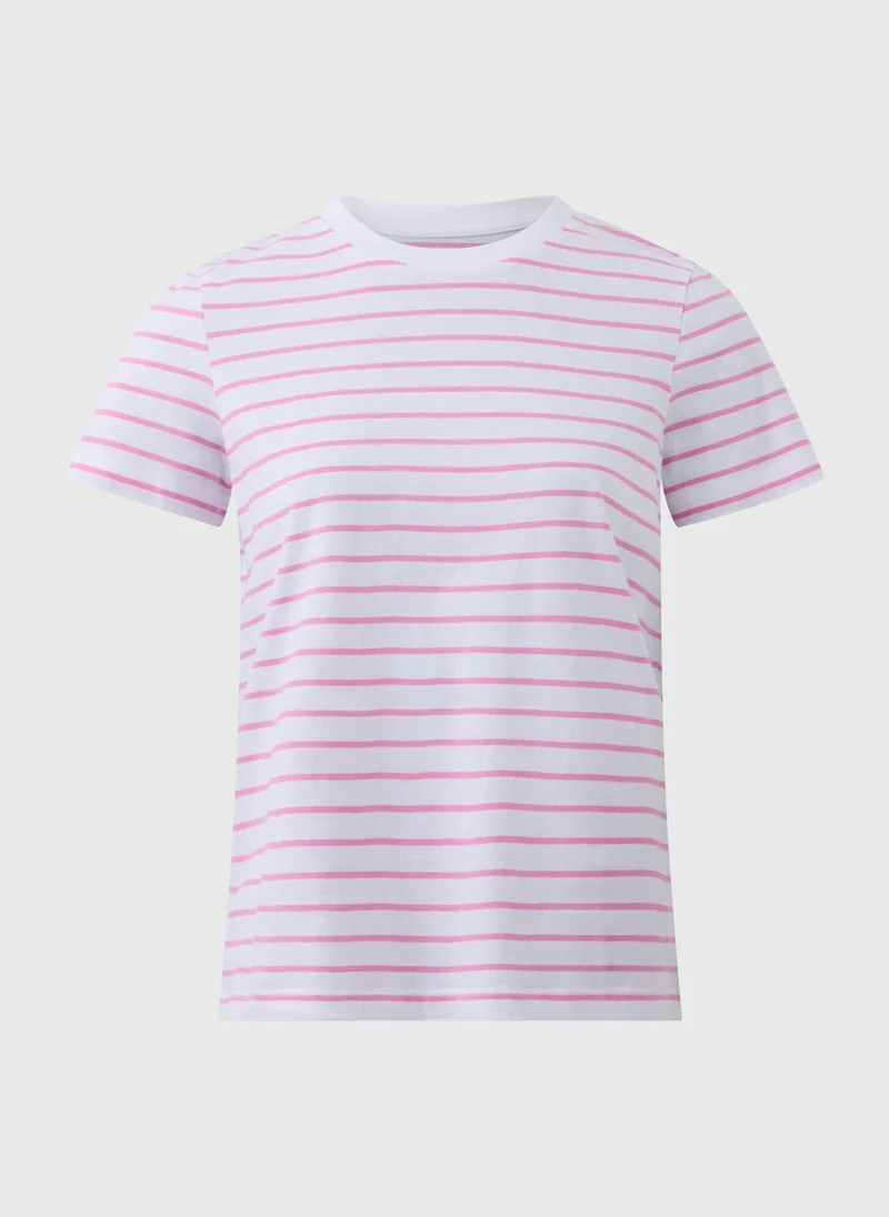 Matalan Pink Stripe Crew Neck T-Shirt