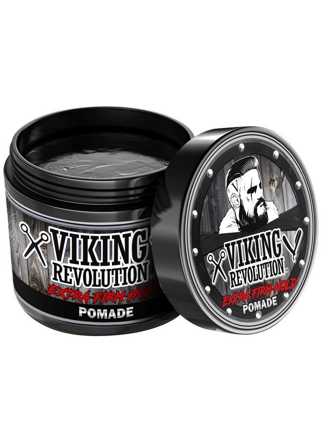 Viking Revolution Extreme Hold Pomade For Men - Style & Finish Your Hair - Extra Firm,Strong Hold & High Shine For Men’S Styling Support - Water Based Male Grooming Product Is Easy To Wash Out, 4Oz  - Image 1