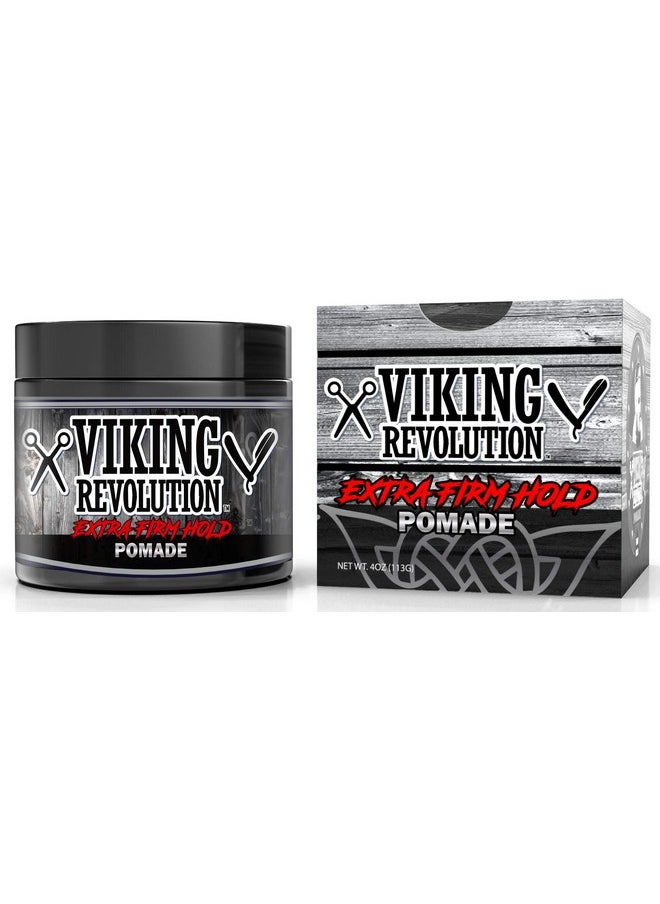 Viking Revolution Extreme Hold Pomade For Men - Style & Finish Your Hair - Extra Firm,Strong Hold & High Shine For Men’S Styling Support - Water Based Male Grooming Product Is Easy To Wash Out, 4Oz  - Image 2