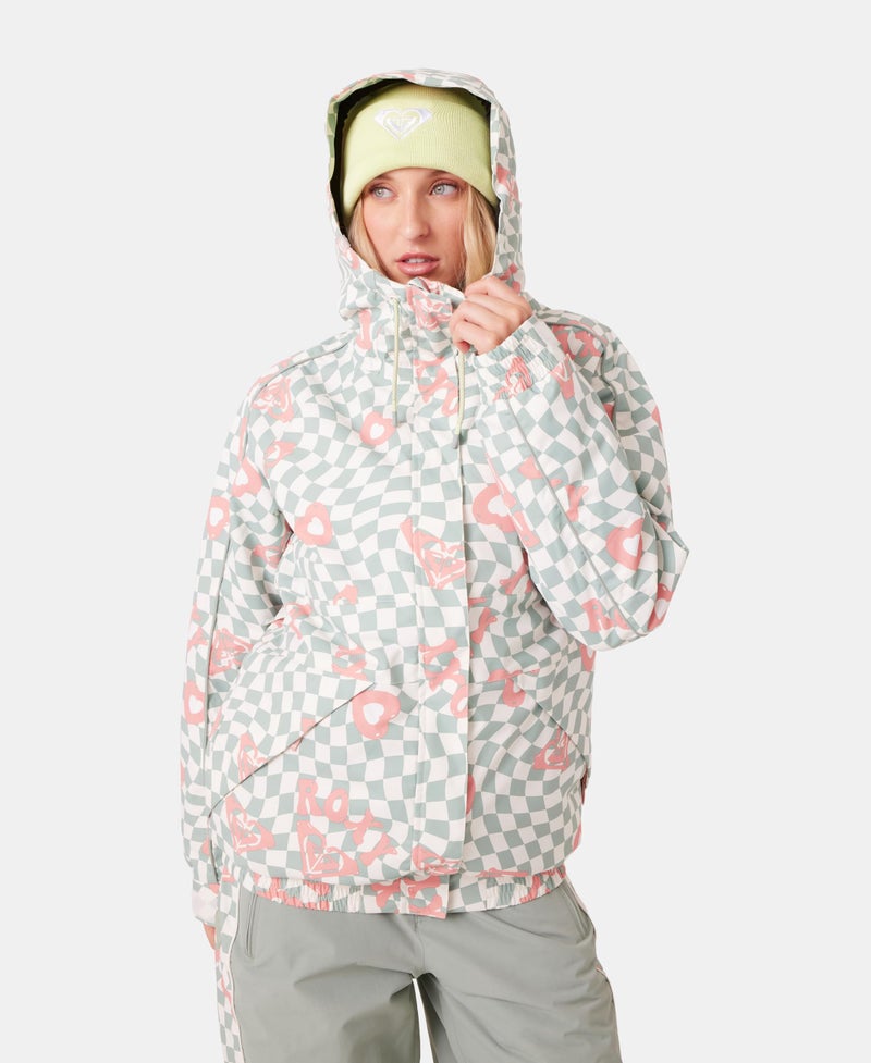 Roxy Women's High Ridge Hoodie Snowboard Jacket â€“ 10K Waterproof, Insulated Ski Jacket, Heart, Medium - Image 3