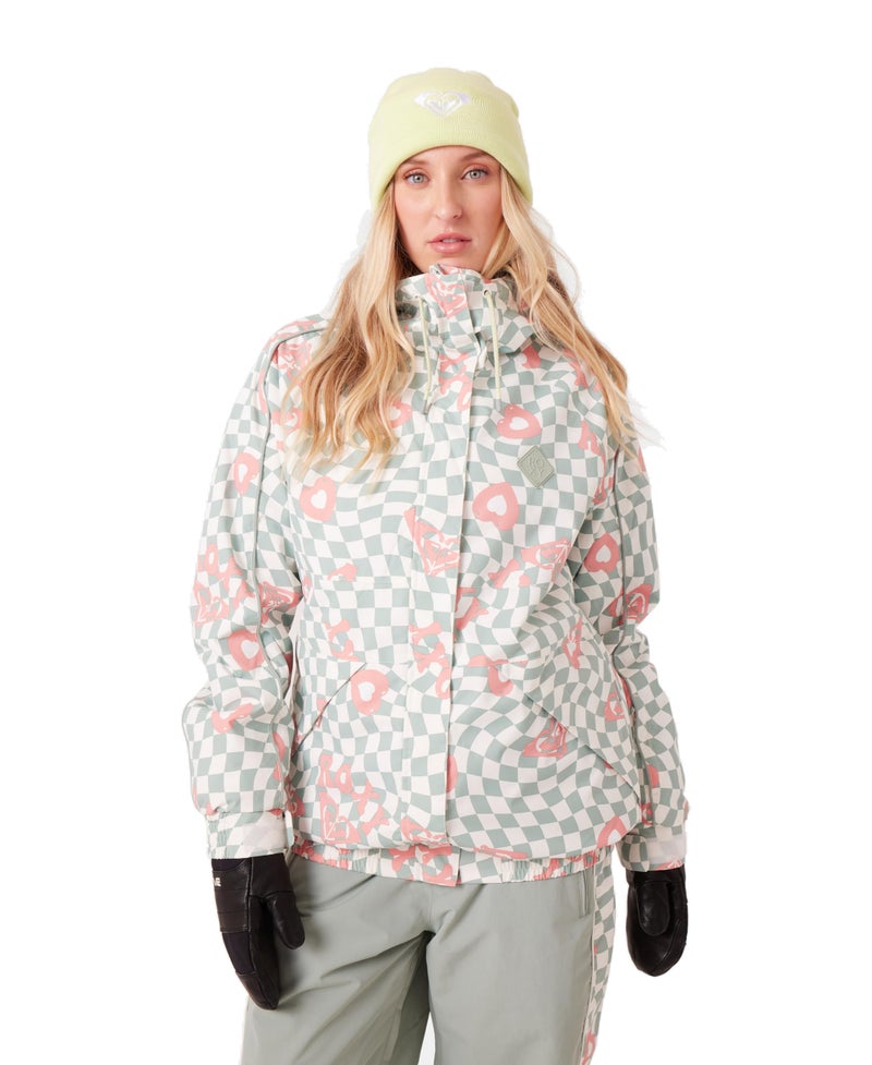 Roxy Women's High Ridge Hoodie Snowboard Jacket â€“ 10K Waterproof, Insulated Ski Jacket, Heart, Medium - Image 1