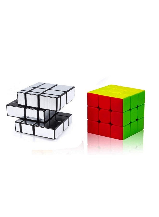 D ETERNAL D ETERNAL Stickerless Cube Set Of 3X3 And Stickered Silver Mirror Puzzle Cubes Combo For 14 Years And Up, Teen - Image 1