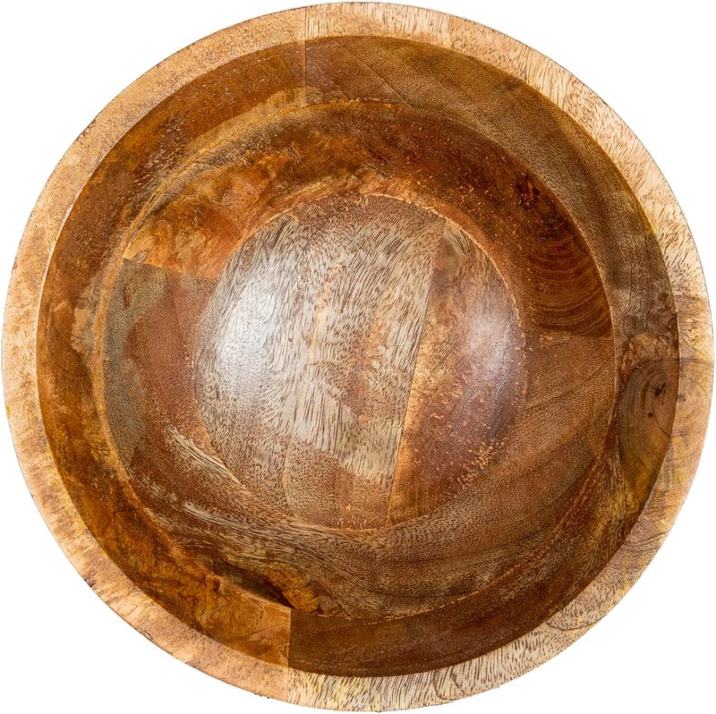 Creative Co-op Boho Wood Pedestal Serving Bowl, Light Brown Finish - Image 2