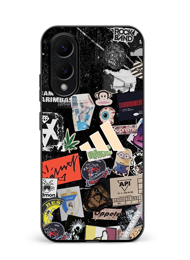 VR CREATIVE Protective Case Cover For Samsung Galaxy S25 Edge Adidas Stickers Design Multicolour