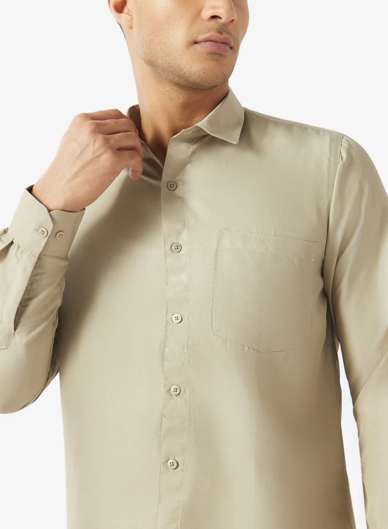 Robert Wood  Bio-Wash Solid Cotton Shirt for Men | Best Price UAE