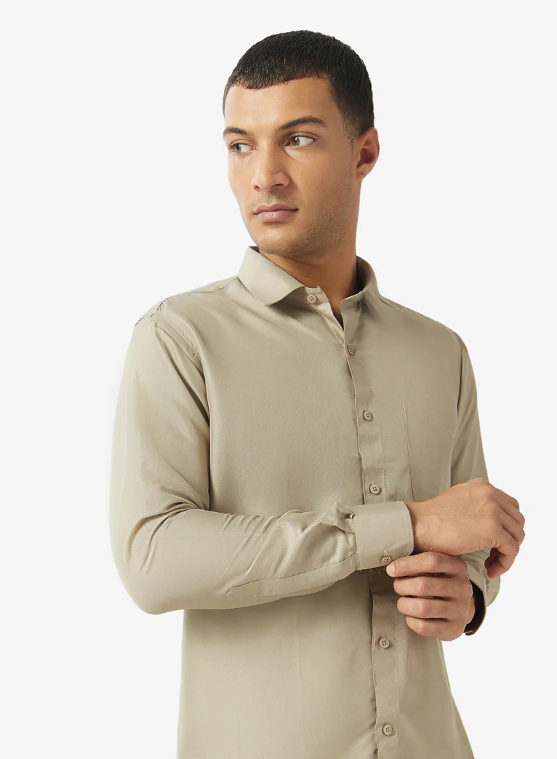 Robert Wood  Bio-Wash Solid Cotton Shirt for Men | Best Price UAE