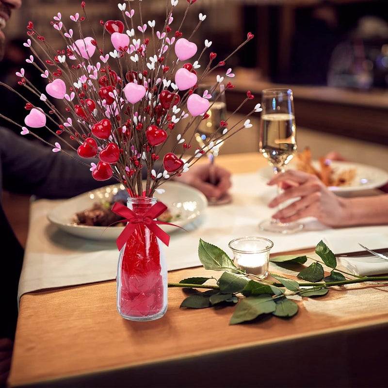 Shitailu Valentine’s Day Gifts, Artificial Red Berry Flower Stems Heart Shaped Berry Picks 4 Pcs for Valentine’s Day, Mother’s Day Chrismas, Wedding, Propose(NO VAZE) - Image 5