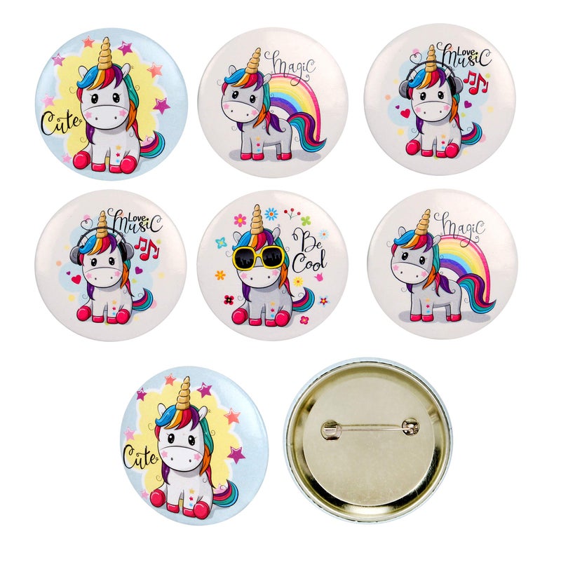 Jiada Unicorn Gift Pack of 7 in 1 for Girls - Pouch, Notebook, Gel Pen, Stacking Pencil, Eraser, Keychain and Badge. - Image 3