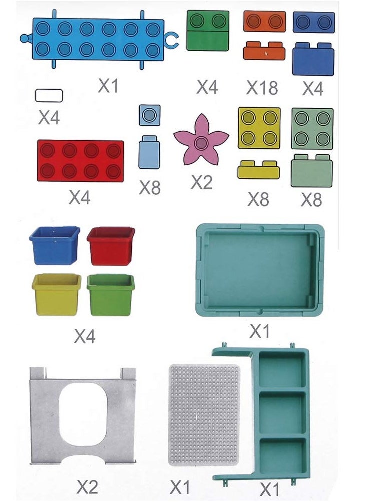 XiuWoo - 3 in 1 activity and block table, toys table, 69 blocks lego compatible, study table, water play table, sand table, multipurpose table,boys girl kids furniture, sensory play, homeschooling, 69 blocks - Image 1