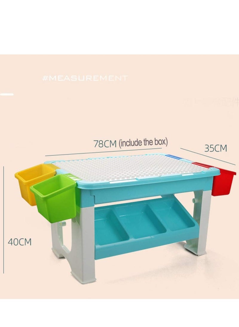 XiuWoo - 3 in 1 activity and block table, toys table, 69 blocks lego compatible, study table, water play table, sand table, multipurpose table,boys girl kids furniture, sensory play, homeschooling, 69 blocks - Image 1