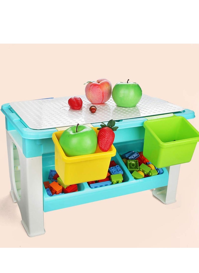 XiuWoo - 3 in 1 activity and block table, toys table, 69 blocks lego compatible, study table, water play table, sand table, multipurpose table,boys girl kids furniture, sensory play, homeschooling, 69 blocks - Image 1