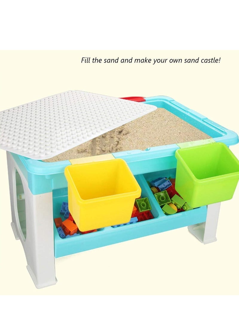 XiuWoo - 3 in 1 activity and block table, toys table, 69 blocks lego compatible, study table, water play table, sand table, multipurpose table,boys girl kids furniture, sensory play, homeschooling, 69 blocks - Image 1