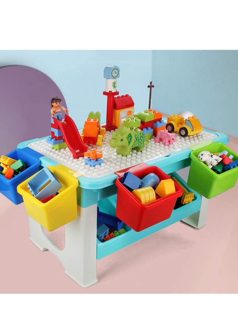 XiuWoo - 3 in 1 activity and block table, toys table, 69 blocks lego compatible, study table, water play table, sand table, multipurpose table,boys girl kids furniture, sensory play, homeschooling, 69 blocks - Image 1