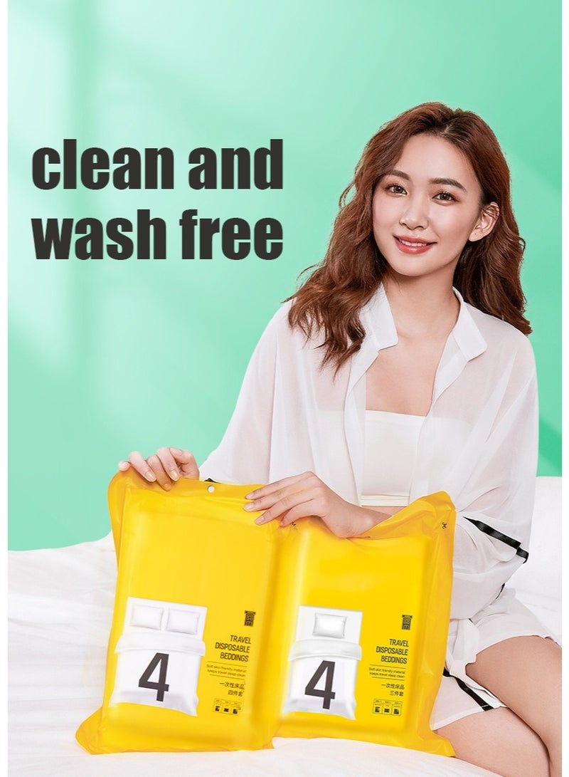 Disposable Bed Sheet for Travel, Disposable Sheets Queen Size with Quilt Cover and Pillowcase,Travel Sheet for Hotel Travel Essentials for Cruise,Camping,SPA - Image 2
