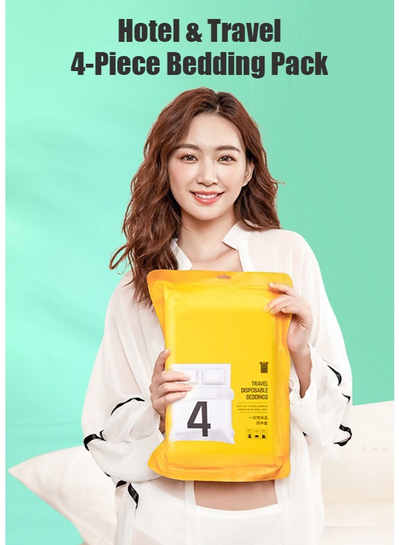 Disposable Bed Sheet for Travel, Disposable Sheets Queen Size with Quilt Cover and Pillowcase,Travel Sheet for Hotel Travel Essentials for Cruise,Camping,SPA - Image 1