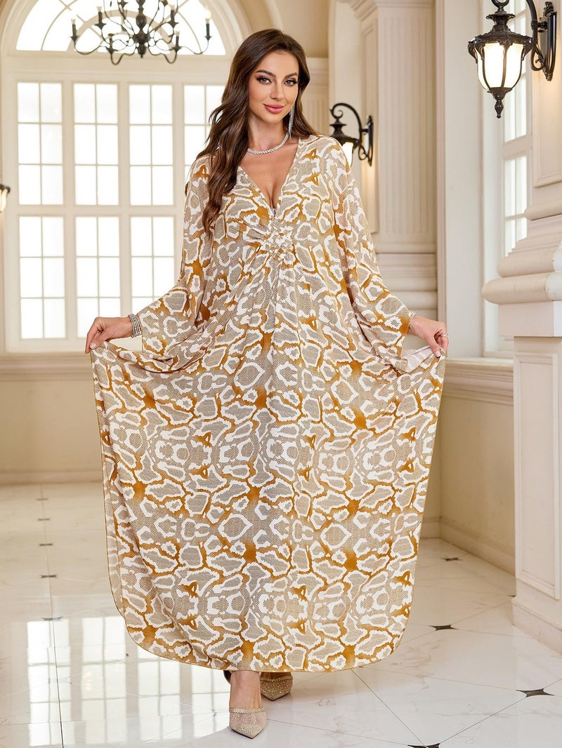 KEYLORTING Womenâ€™s Kaftan Beach Cover Up Dress Plus Size Summer Swimsuit Loungewear Maxi Dress - Image 4