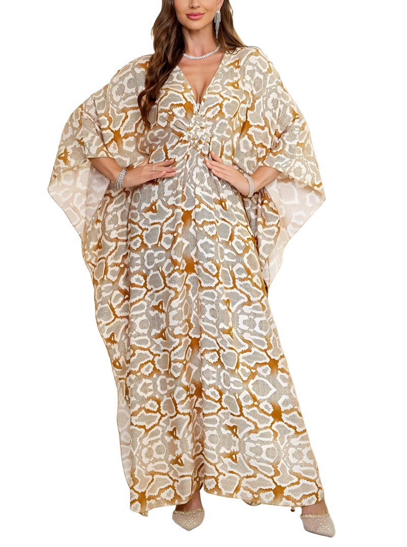 KEYLORTING Womenâ€™s Kaftan Beach Cover Up Dress Plus Size Summer Swimsuit Loungewear Maxi Dress - Image 1