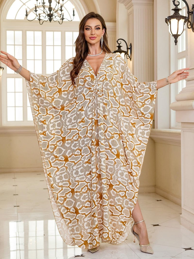 KEYLORTING Womenâ€™s Kaftan Beach Cover Up Dress Plus Size Summer Swimsuit Loungewear Maxi Dress - Image 3