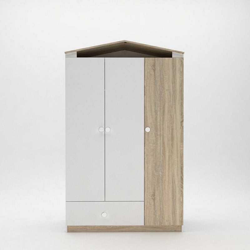 DANUBE HOME Stanley V2 3 Door Wardrobe With 1Drawer | Sturdy Closet Clothes Storage Cupboard | Modern Design Space Saving Swing Door Cabinet For Bedroom L120.9xW50xH195cm-Sonoma Oak & White - Image 3