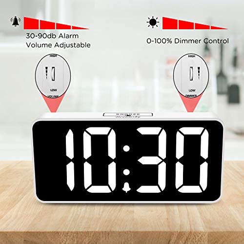 DreamSky Large Digital Alarm Clock Big Numbers for Seniors & Visually Impaired, 9 Inches Electric Clocks for Bedroom, Jumbo Display Fully Dimmable Brightness, USB Ports, Adjustable Alarm Volume - Image 5