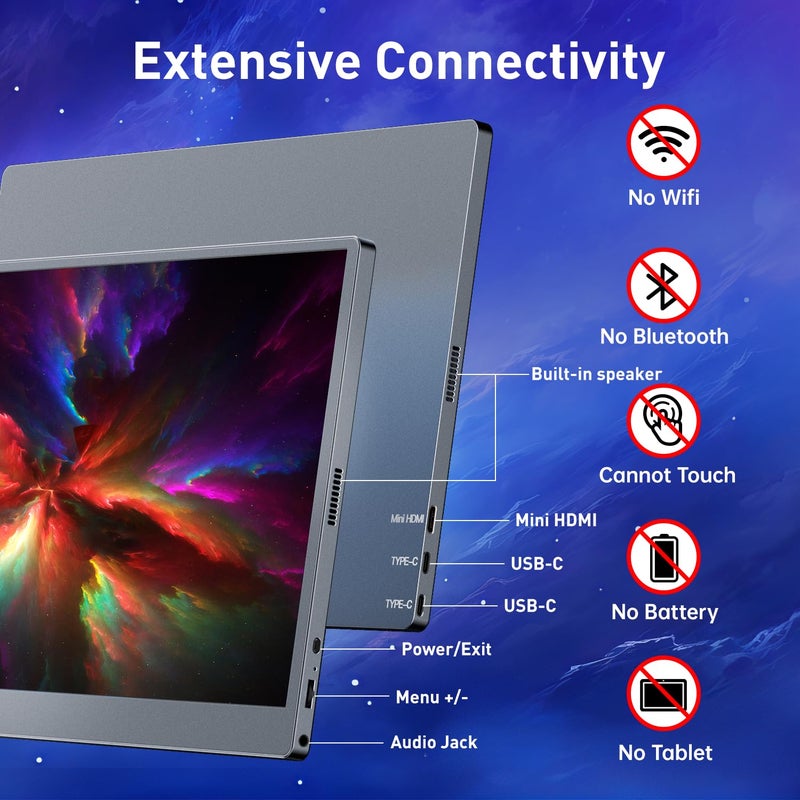 cocopar Portable Laptop Monitor 15.6 Inch 1080P FHD HDMI USB-C Travel Monitor for Laptop MacBook Surface PC Xbox PS5 w/Cover Case Speakers - Image 5