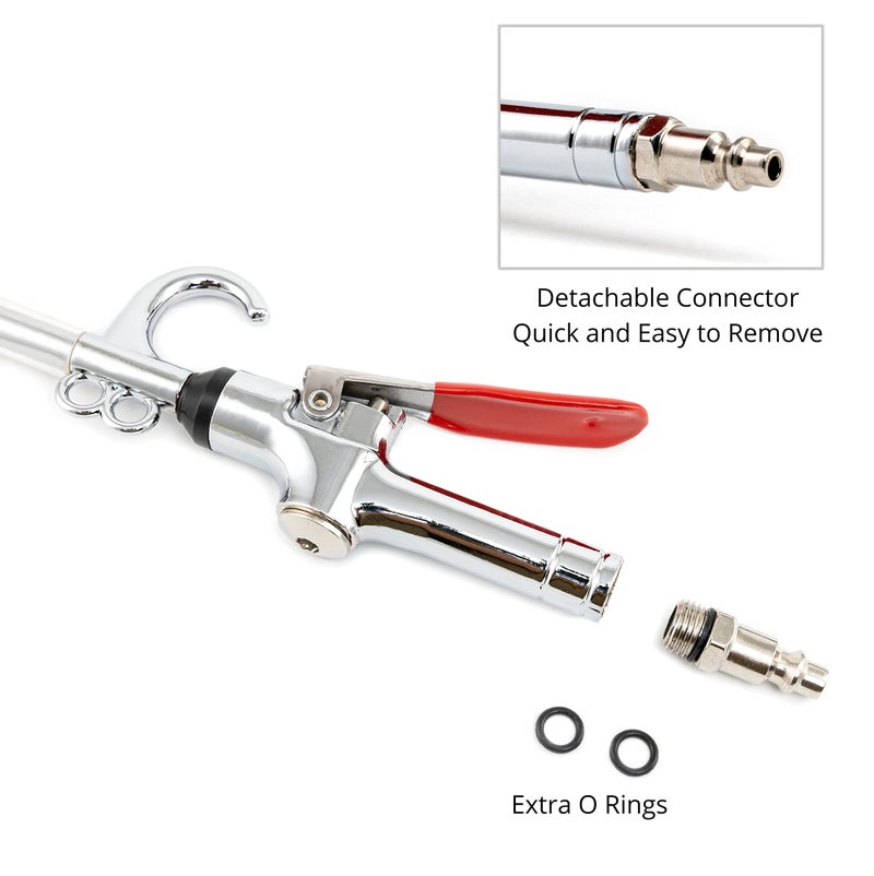 NEIKO 31122A High Flow Air Blow Gun, 17-26 Inch Extensible Air Nozzle Blow Gun, Pneumatic Air Compressor Accessories, Blow Gun Air Tool, Operating Pressure 80-120 PSI, 360 Degree Swivel Hook - Image 5