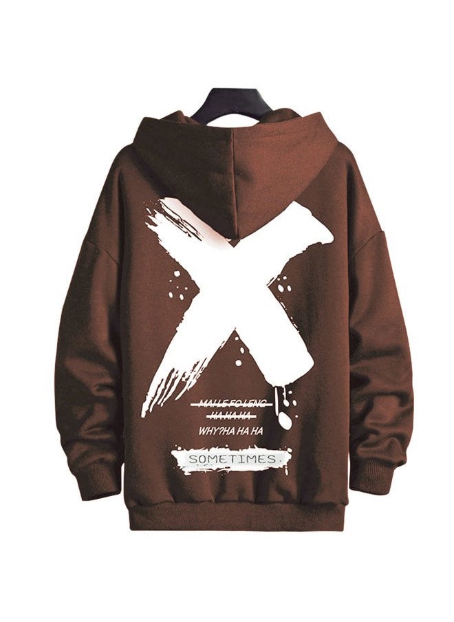 Moshtashio - Men's Hoodie Hip Hop Graphic Fleece Hooded Pullover Vintage Printed Long Sleeve Sweatshirt Unisex Streetwear Brown - Image 1
