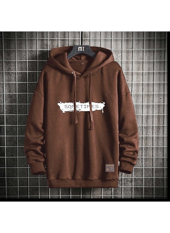 Moshtashio - Men's Hoodie Hip Hop Graphic Fleece Hooded Pullover Vintage Printed Long Sleeve Sweatshirt Unisex Streetwear Brown - Image 1