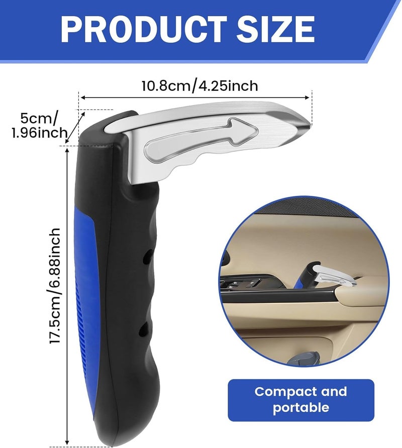 HOMAVA Portable Vehicle Support Handle, Car Door Latch Assist Grab Bar, Elderly Automotive Door Assist Handle, Standing Mobility Aid for Car with Glass Breaker | Blue | Pack 2 - Image 2