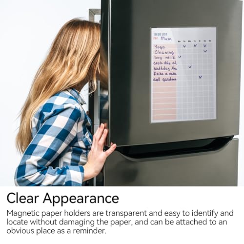 Nufiwra 5 Pcs 8.5'' x 11'' Rigid Magnetic Sign Holders - Clear Plastic Document Frames with Magnet Borders for Letter Size Posters - Perfect for Home, Office, and Store Displays - Image 5