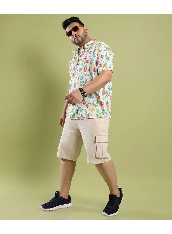 Instafab Plus Men's Multicolour Rose Garden Print Shirt