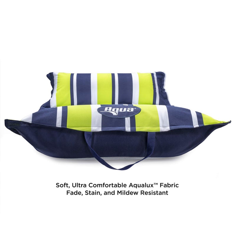 Aqua 4-in-1 Deluxe Monterey, Resort-Quality Pool Float and Water Hammock,Multi-Purpose, Inflatable Pool Floats for Adults with Thick, Durable Material, Navy/Green Stripe - Image 3