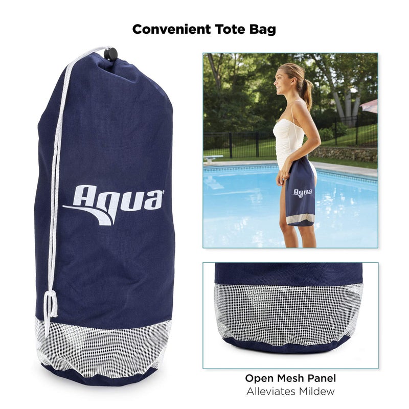 Aqua 4-in-1 Deluxe Monterey, Resort-Quality Pool Float and Water Hammock,Multi-Purpose, Inflatable Pool Floats for Adults with Thick, Durable Material, Navy/Green Stripe - Image 5