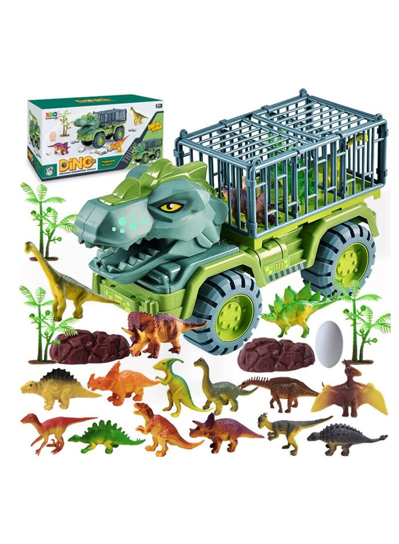 MIXDE Dinosaur Truck Toys for 3-6 Year Old Boys Girls with 15 Dino Toys Playset Figures,Dinosaur Toys for Kids,Toy Trucks for Boys,Large Dinosaur Carrier Truck,Livestock Transport Vehicle - Image 1