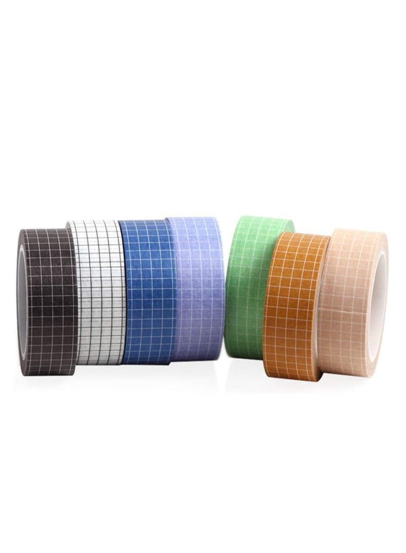 7 Piece Grid and Paper Tape Set Paper Tape Masking Tape for DIY Decor Planner Scrapbook Adhesive School Party Supplies - Image 3