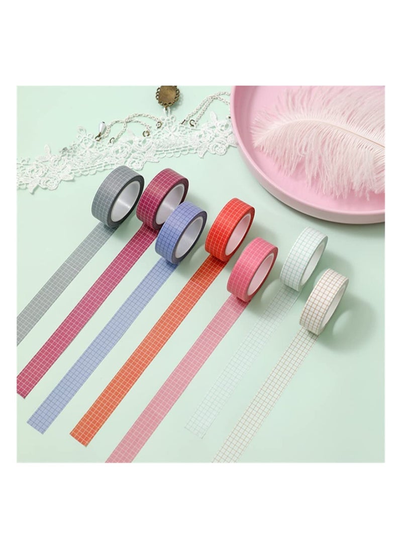 7 Piece Grid and Paper Tape Set Paper Tape Masking Tape for DIY Decor Planner Scrapbook Adhesive School Party Supplies - Image 4