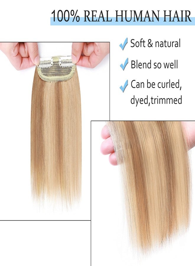 سيجو وصلات شعر قصيرة من سيجو، قطعتان، بمشابك، شعر بشري طبيعي، 6 بوصات، 20 غرام، شعر طبيعي، قطع علوية للشعر للنساء ذوات الشعر الخفيف، لإضافة كثافة للشعر - #12P613 بني ذهبي وأشقر فاتح - Image 4