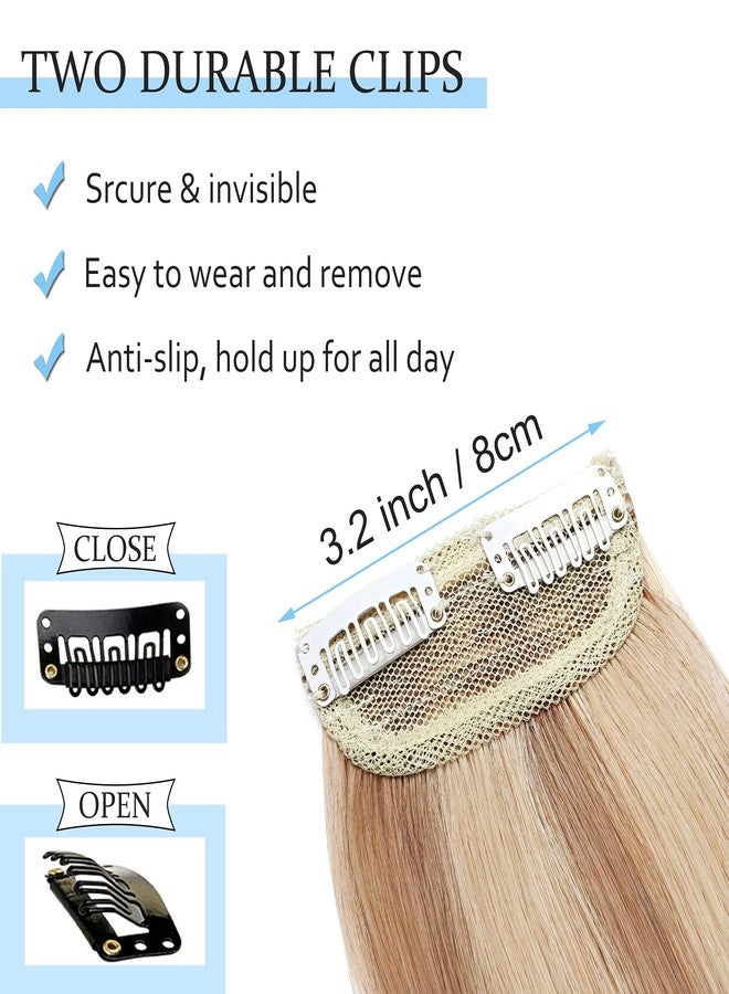 سيجو وصلات شعر قصيرة من سيجو، قطعتان، بمشابك، شعر بشري طبيعي، 6 بوصات، 20 غرام، شعر طبيعي، قطع علوية للشعر للنساء ذوات الشعر الخفيف، لإضافة كثافة للشعر - #12P613 بني ذهبي وأشقر فاتح - Image 3