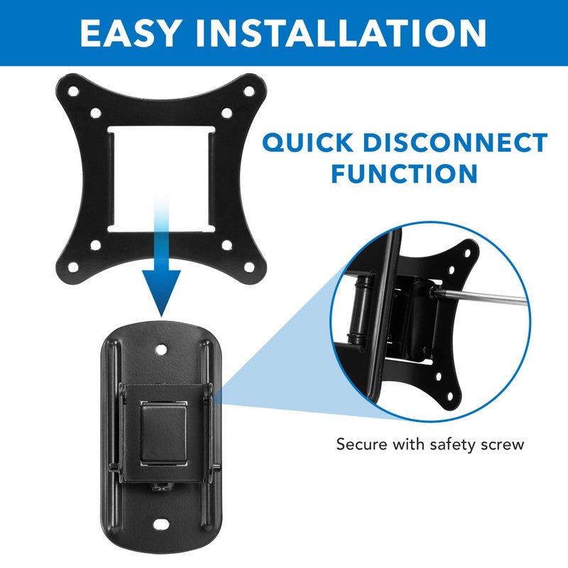 Mount-It! Small TV Wall Mount for 19â€“32 Inch Flat Screen TVs | Tilt and Swivel TV Wall Mount | Low Profile 2.4â€ Design | VESA 75x75 100x100 | Single Stud Installation | 44 lb Capacity - Image 3