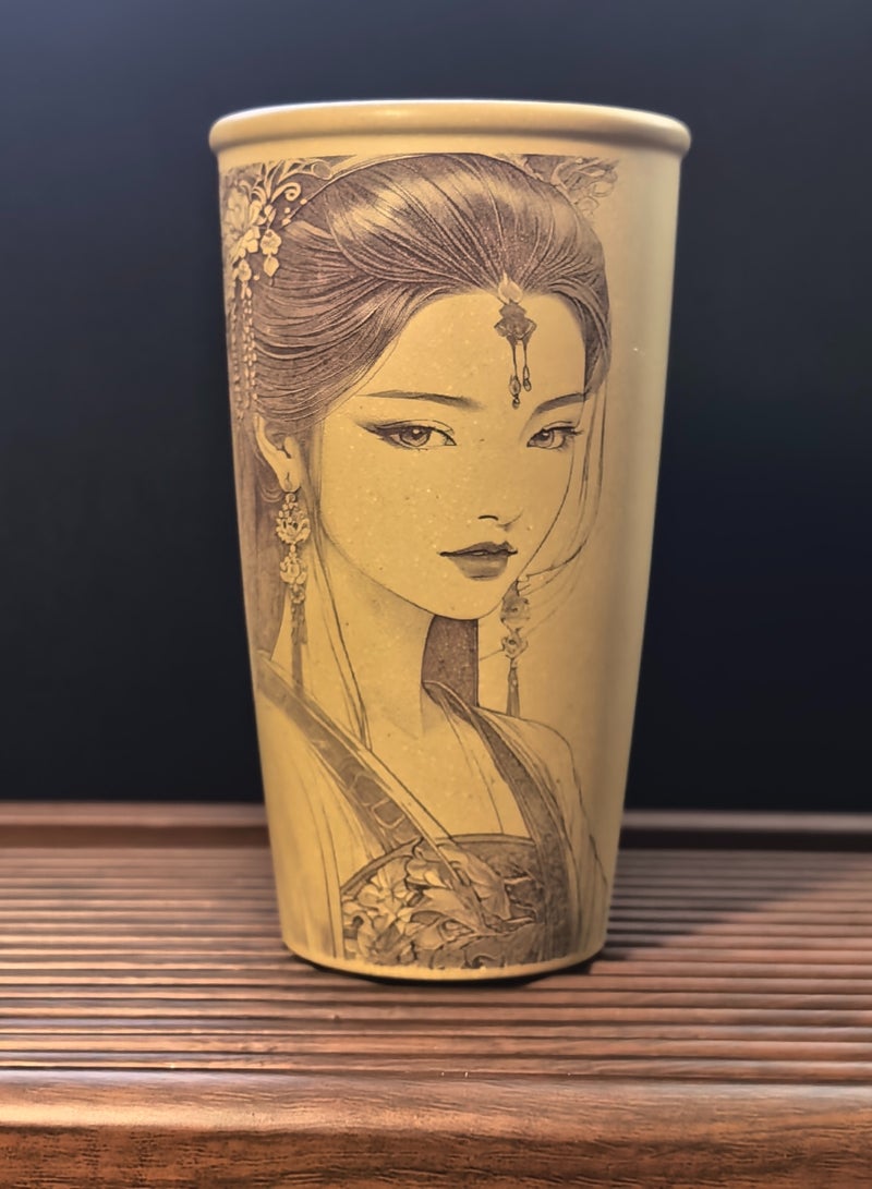 بيوينتي كوب ييشينغ من الرمل الأرجواني (طين دوان) من خام أصلي مزين برسم مشاهدة الجمال - Image 1