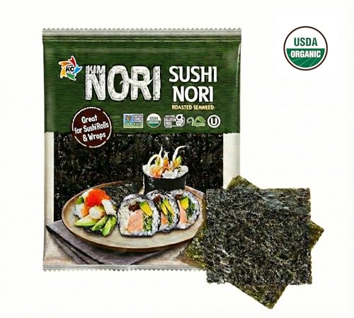 Kimnori Organic Roasted Seaweed Sushi Nori Sheets 30 Sheets 3Pack Professional Grade Full Size Nori for Sushi Kimbap California Crafted Keto Vegan Superfood USDA Organic NonGMO GlutenFree 25 Gram 088 Ounce - Image 5