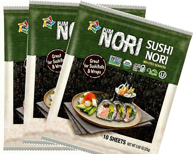 Kimnori Organic Roasted Seaweed Sushi Nori Sheets 30 Sheets 3Pack Professional Grade Full Size Nori for Sushi Kimbap California Crafted Keto Vegan Superfood USDA Organic NonGMO GlutenFree 25 Gram 088 Ounce - Image 2