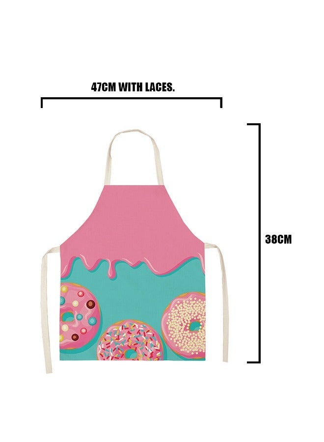 Cartoon Ice Cream Chef Apron Bib, Cotton Canvas Apron with Adjustable Straps, Cooking Baking Hairstylist Woodworking Welding Work Bib Apron (Pink) - Image 2